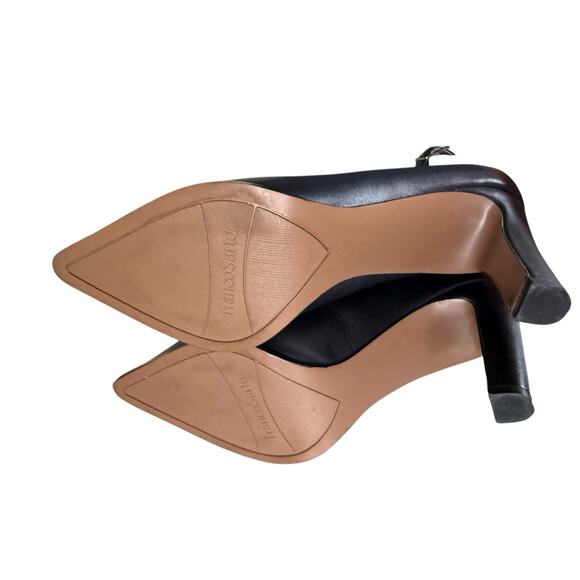 Franco Sarto Adeja Black Leather Ankle Strap Pointed Toe Heels Size 8.5M - Picture 8 of 11